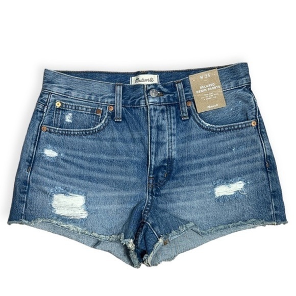 Madewell size 25 Relaxed Denim Shorts vintage distressed ripped Homecrest Wash - Picture 3 of 8